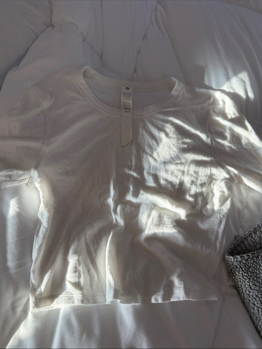 Lululemon White Ribbed Long-Sleeve Top